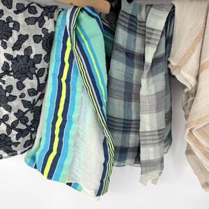 Lot of 4 Loft Infinity Scarves Plaid Stripe Floral Wool Cotton Made‎ in India